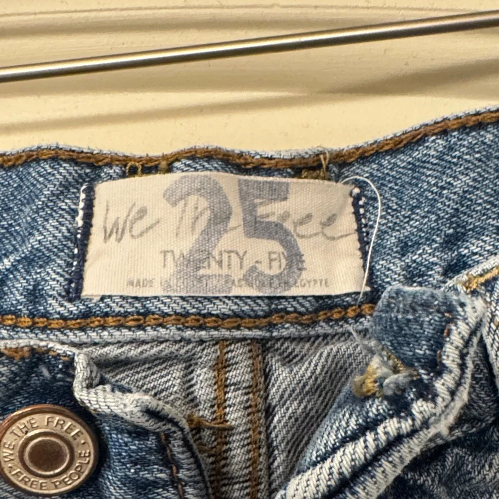 We The Free by Free People Blue Distressed Jean Shorts - Picture 2 of 3